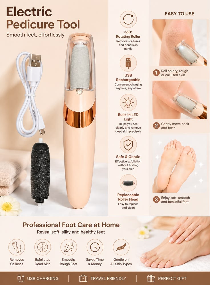 Rechargeable Electric Pedi Foot Filer Effective Callus Remover For Soft Smooth Feet With Easy Use And Reliable Performance